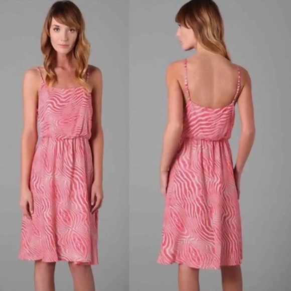 Alice + Olivia Dresses & Skirts - Alice + Olivia Pilar Pink Zebra Print Silk Blouson Tank Dress Elastic Waist XS